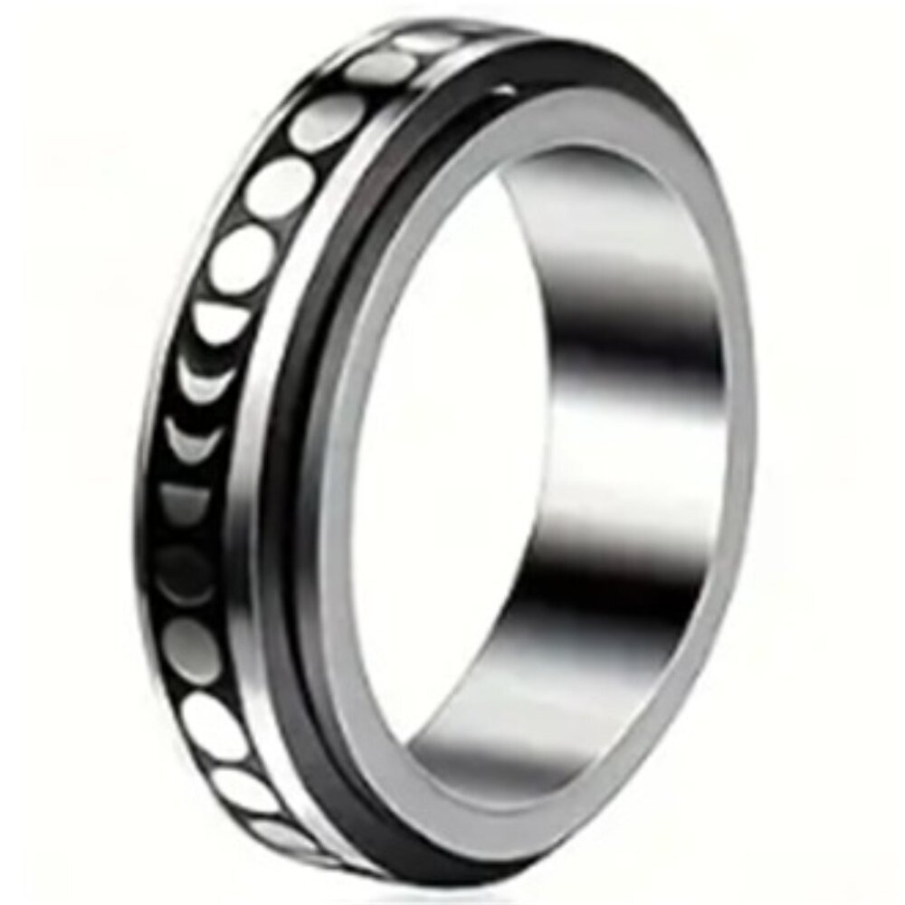 Vintage Boho Style Silver Moon Spinner Ring